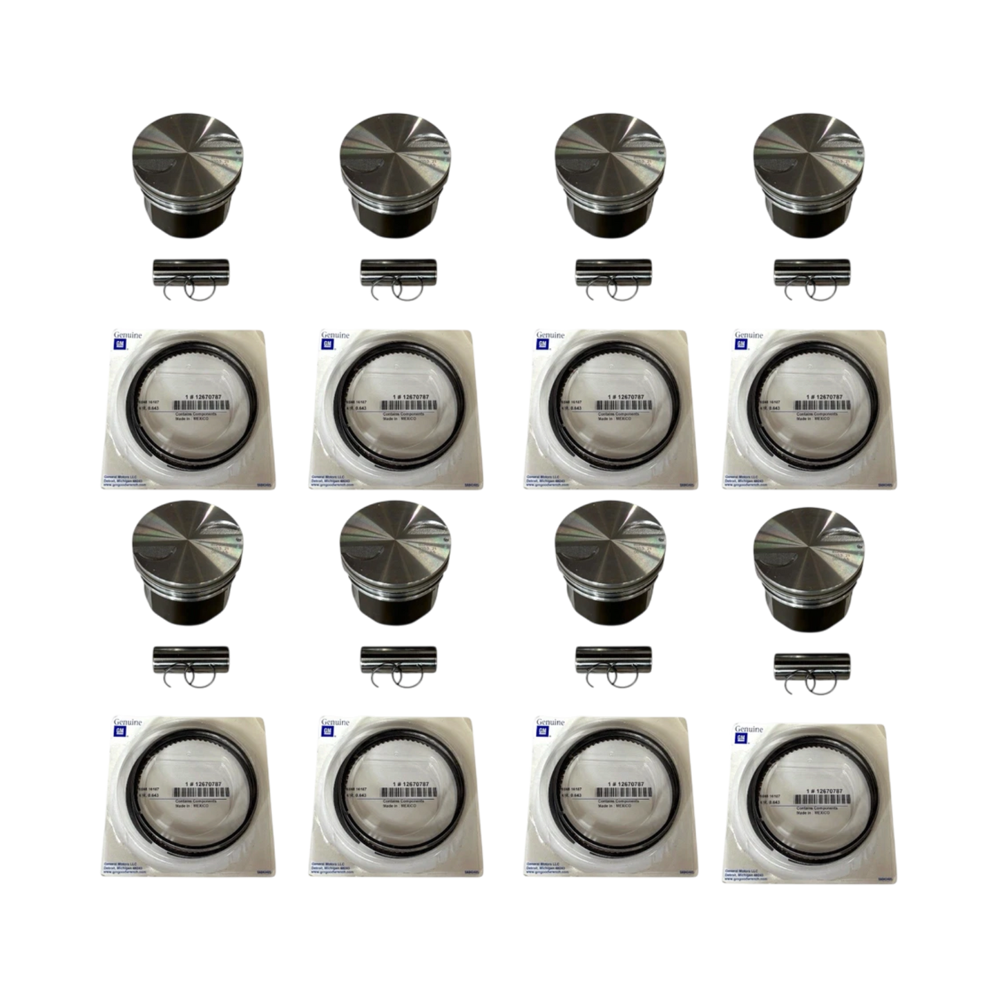 GM Chevrolet Silverado 5.3L 4.8L OEM STD Piston Set (8) W/ Rings & Pin | 1920867